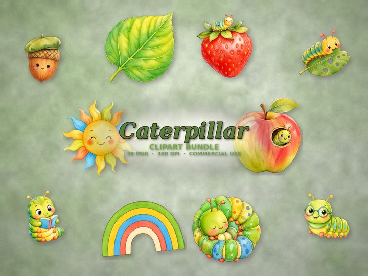 Caterpillar clipart bundle