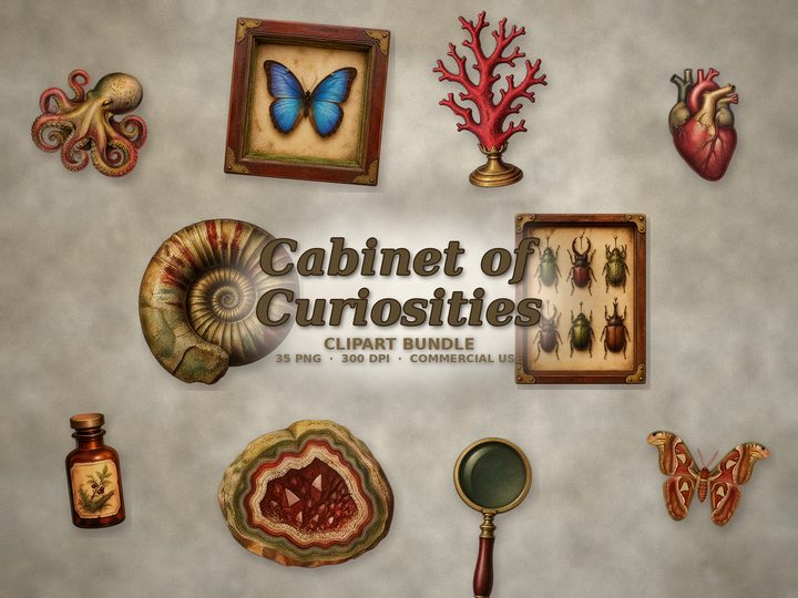 Cabinet of Curiosities clipart bundle