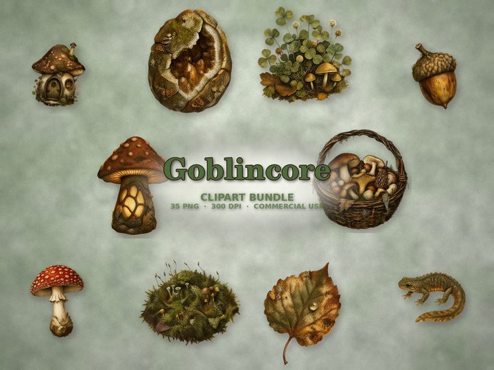 Goblincore clipart bundle