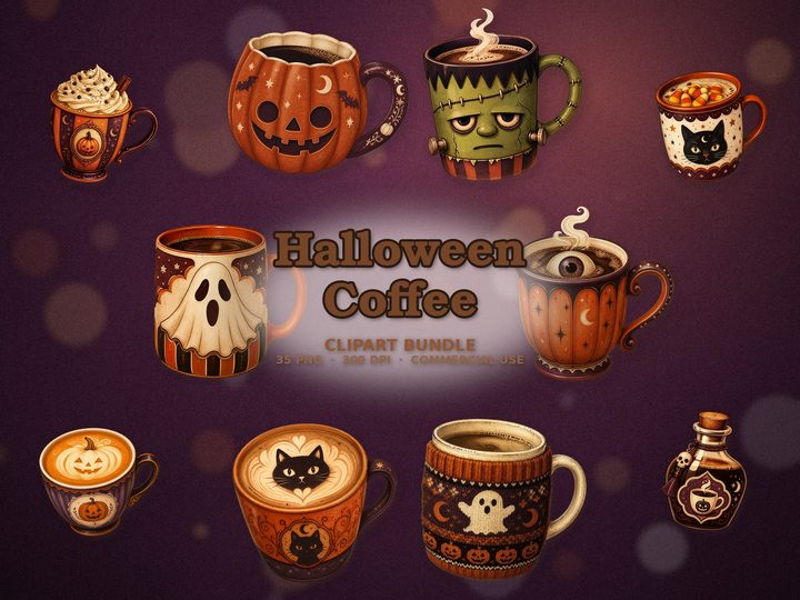 Halloween Coffee clipart bundle