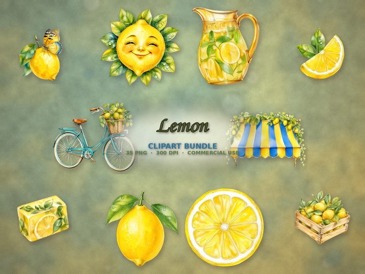 Lemon clipart bundle