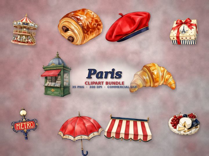 Paris clipart bundle