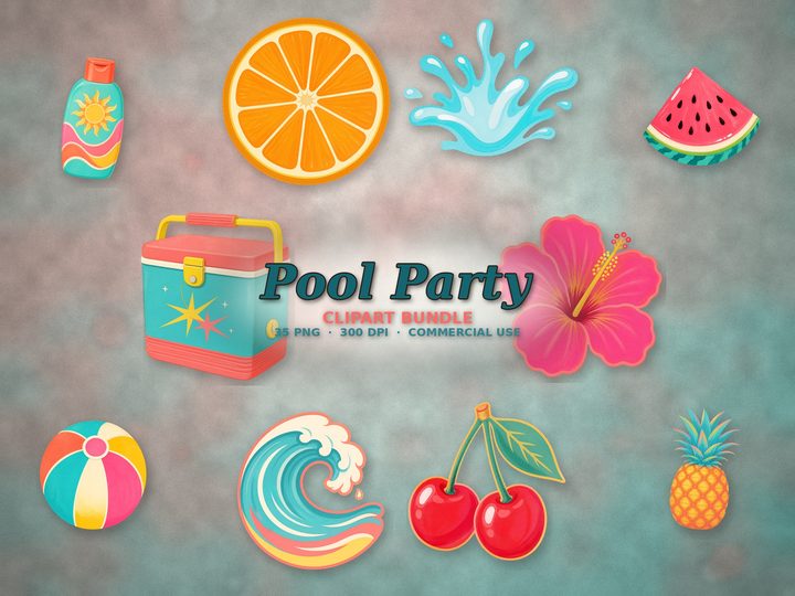 Pool Party clipart bundle