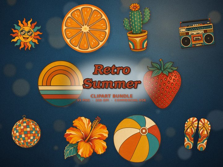 Retro Summer clipart bundle