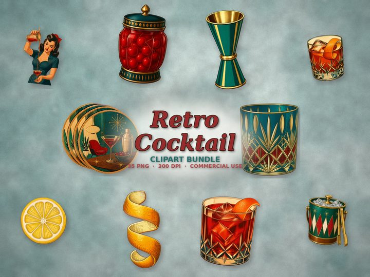 Retro Cocktail clipart bundle