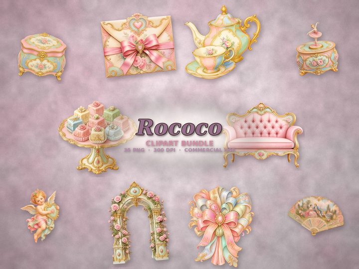 Rococo clipart bundle