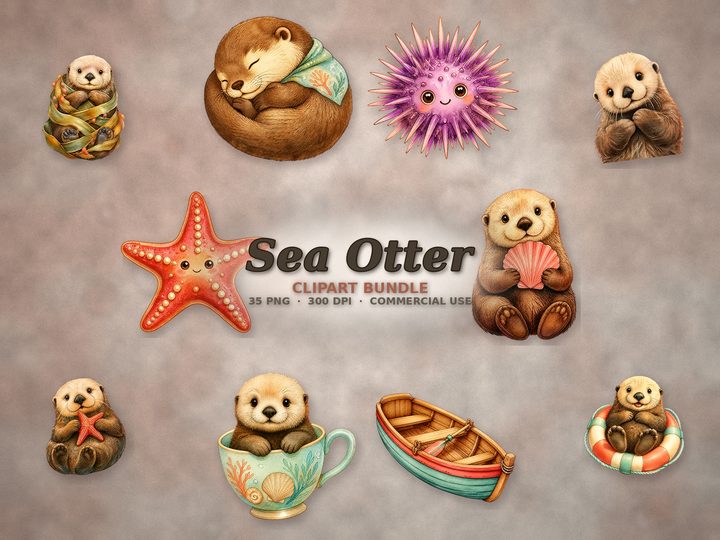Sea Otter clipart bundle