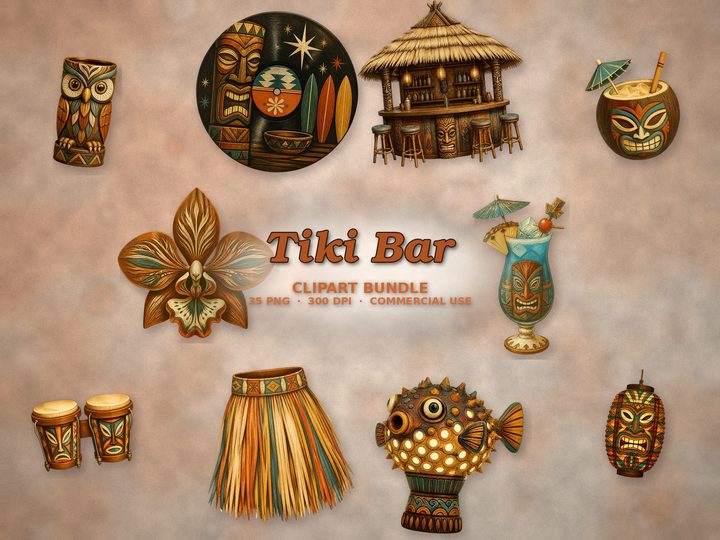 Tiki Bar clipart bundle