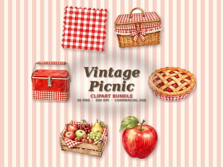 Vintage Picnic clipart bundle